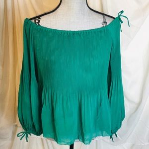 Wilfred by Aritzia Size Small S Off The shoulder Blouse Top Long Sleeve Green